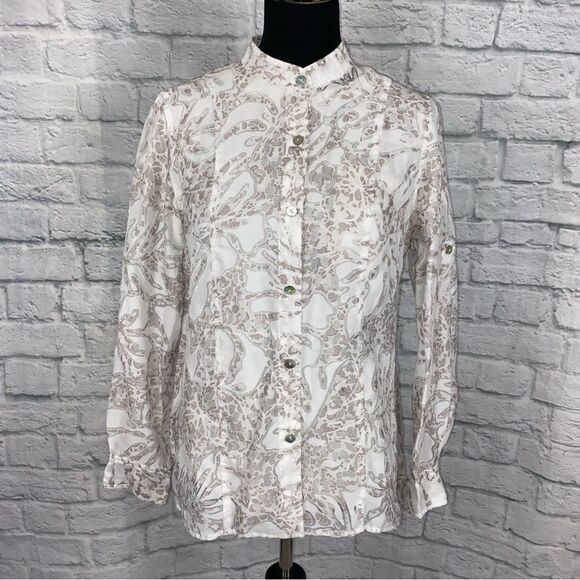 Alfred Dunner mock collar button up sheer/solid jacket sz 8 women - Picture 1 of 14